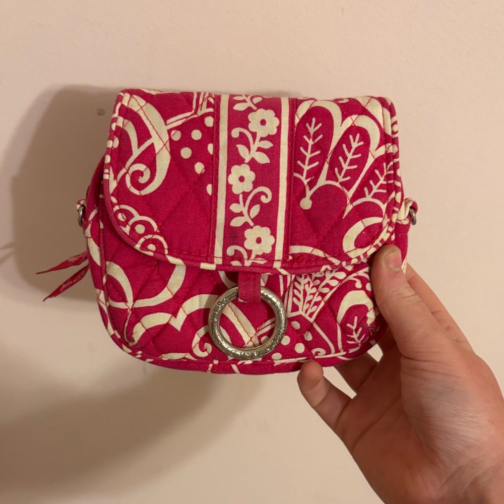 Vera Bradley Hot Pink and White Quilted Crossbody Bag